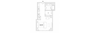 A floor plan of a living area with a WIC section.