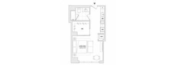 A floor plan of a living space with a living area, WIC, and REF labeled.