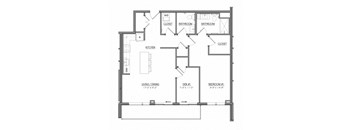 A black and white image of a floor plan for a house.