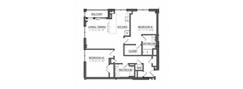 A black and white image of a house floor plan.