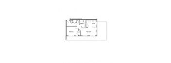 A floor plan of a house with a kitchen, bathroom, and bedrooms.
