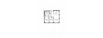 A floor plan of a house with a living room, two bedrooms, a bathroom, and a kitchen.