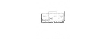 A floor plan of a two bedroom apartment with a living and dining room.