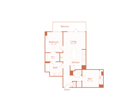 A diagram of a house layout with labeled rooms such as Bedroom, Bath, Kitchen, Living Room, and Den.