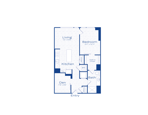 A blue and white floor plan of a house with labeled rooms.