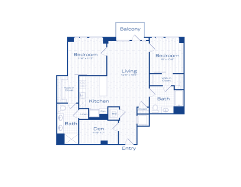 A blueprint of a house layout with labeled rooms.