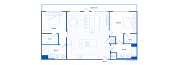 A floor plan of a house with labeled rooms such as sleep, bath, and refresh.