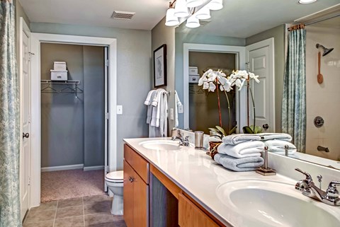 A bathroom with a white sink and a mirror.