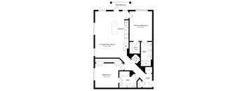 A black and white image of a floor plan for a home.