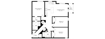 A black and white image of a house floor plan.