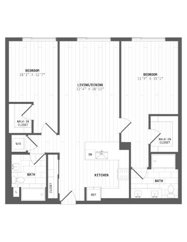 A black and white image of a floor plan for a home.