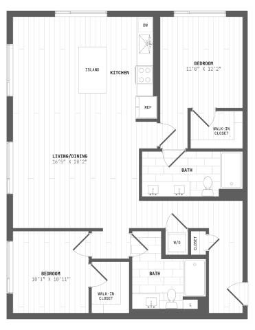 A black and white image of a floor plan for a house.