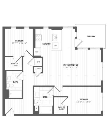 A black and white image of a floor plan for a home.
