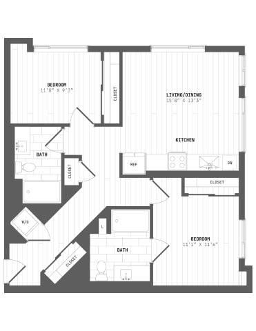 A black and white image of a house floor plan.