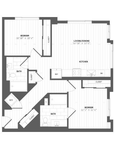 A black and white floor plan of a house with labeled rooms.