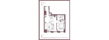 A floor plan of a 3G-7G apartment with 1 bedroom and 1 bathroom.