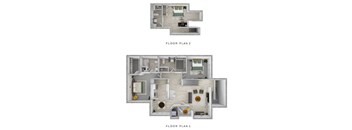 Two floor plans for a house are shown, one with a second floor and one with a first floor.
