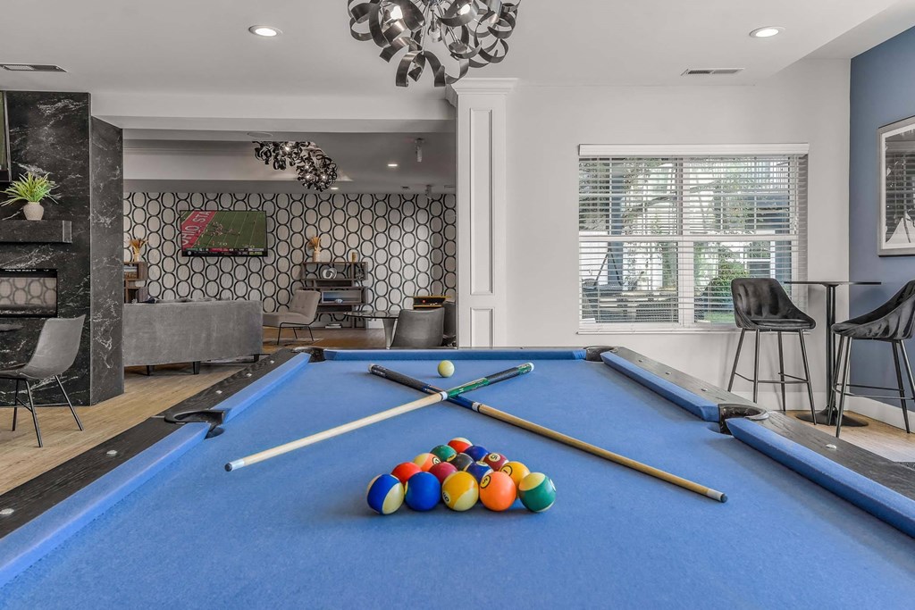 Pool table at Mirada Apartments for rent in Lewis Center, Ohio