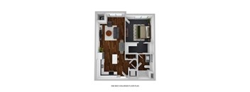 A floor plan of a one bedroom enlarged floor plan.