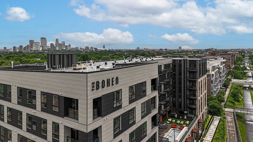 Exterior view of The Bohen new apartment in Minneapolis