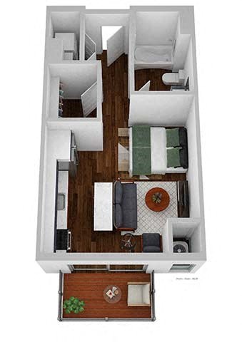 A floor plan of a house with a kitchen, living room, and two bedrooms.