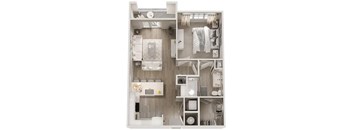 A series of images showing a top-down view of a small, neatly organized apartment.