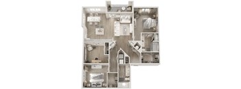 A detailed floor plan of a house with multiple rooms and furniture layouts.