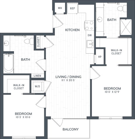 A black and white image of a floor plan for a house.