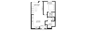 A black and white image of a floor plan for a home.