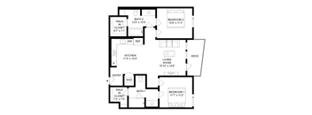 A black and white image of a floor plan for a house.