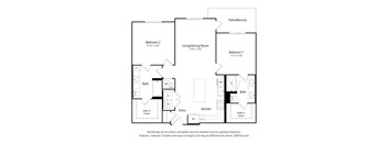 A black and white floor plan of a two bedroom apartment.
