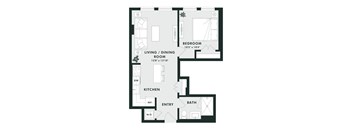 A black and white image of a floor plan for a house.