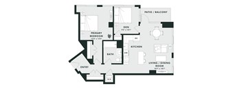 A black and white image of a house floor plan.