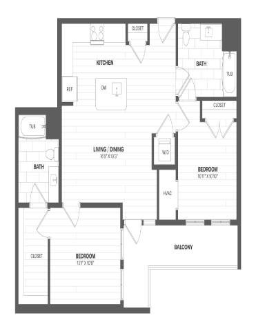 A black and white floor plan of a house with labeled rooms.