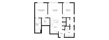 A black and white image of a house floor plan.