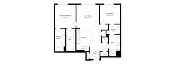 A black and white image of a floor plan for a home.
