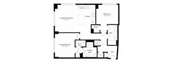 A black and white image of a floor plan for a house.