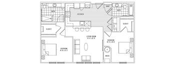 A black and white image of a house floor plan.