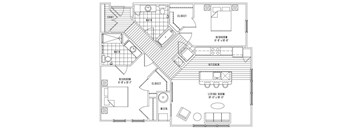 A black and white image of a floor plan for a house.