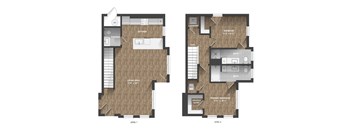A floor plan of a two-level home with labeled rooms.