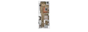 A small room with a desk and a chair.