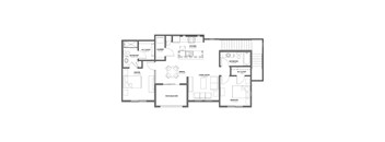 A black and white image of a house floor plan.
