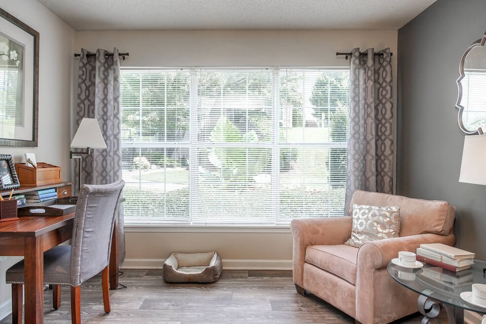 Living Room With Desk at Monterey Village, Jonesboro, GA