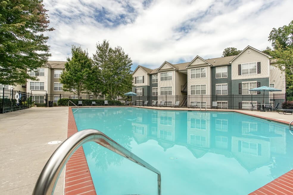 Resort-style pool at Monterey Village apartments Jonesboro apartments for rent.