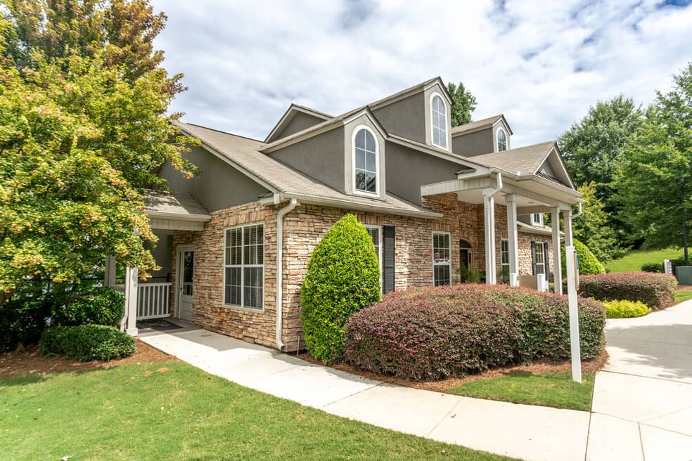 Leasing office exterior at Monterey Village apartments for rent in Jonesboro, Georgia.