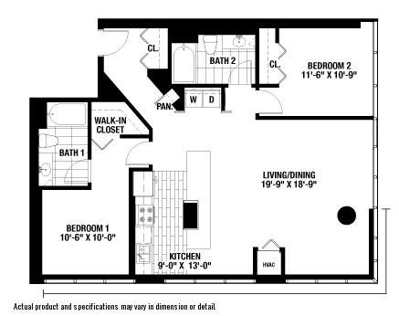 A black and white image of a floor plan for a house with labeled rooms and dimensions.
