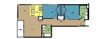 A floor plan of a house with rooms labeled.