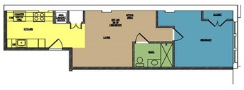 A floor plan of a house with rooms labeled.