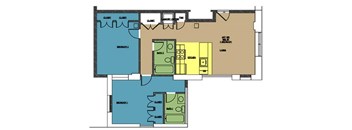 A floor plan of a house with labeled rooms such as "Kitchen" and "Dining Room".