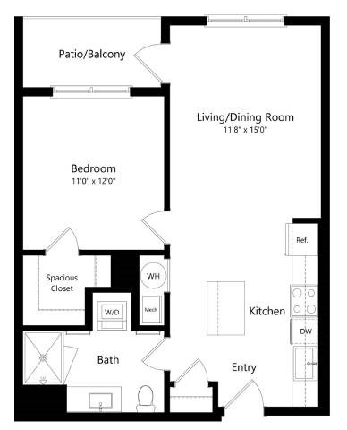 A black and white image of a floor plan for a home.